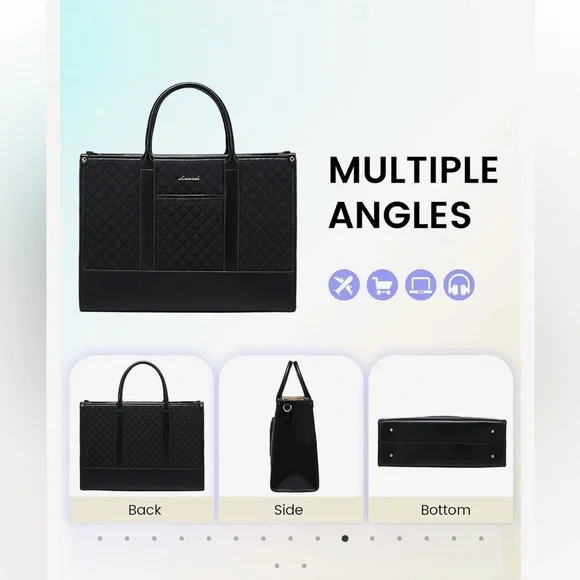 Lovevook Purple Quilted waterproof Laptop Bag with Structured Handles - Picture 11 of 16